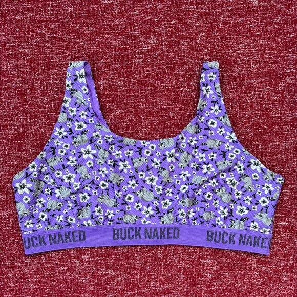 Duluth Trading Co Other - Duluth Trading Co Buck Naked Bralette Womens XL Purple Floral Raccoon Print